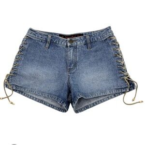 Mudd Blue Lace-Up Jean Shorts